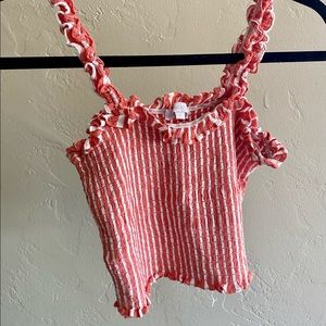 Orange/White Striped Crop Top